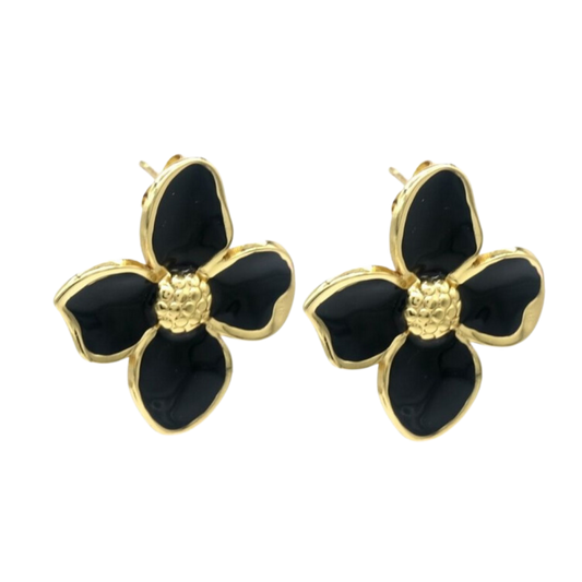 Golden Bloom Ohrringe – Black Elegance